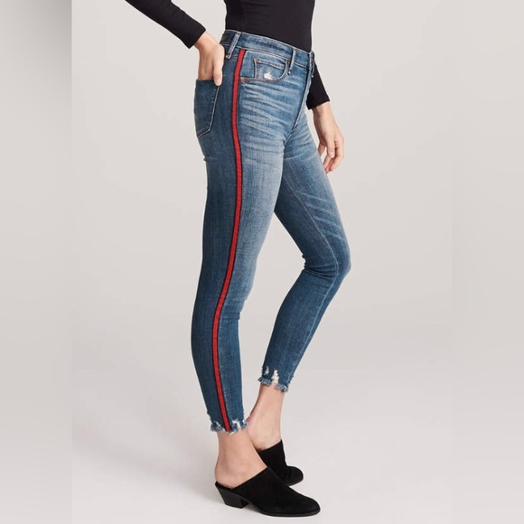 Abercrombie & Fitch Simone High Rise Ankle Jeans with Stripe - Picture 2 of 6